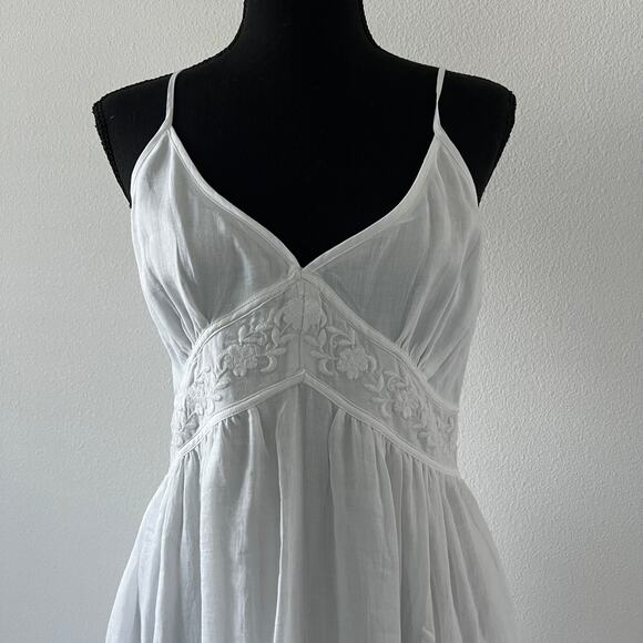 J Crew Embroidered Midi Dress In Ramie Tall 8 White Sheer Boho Cottage - Picture 4 of 13